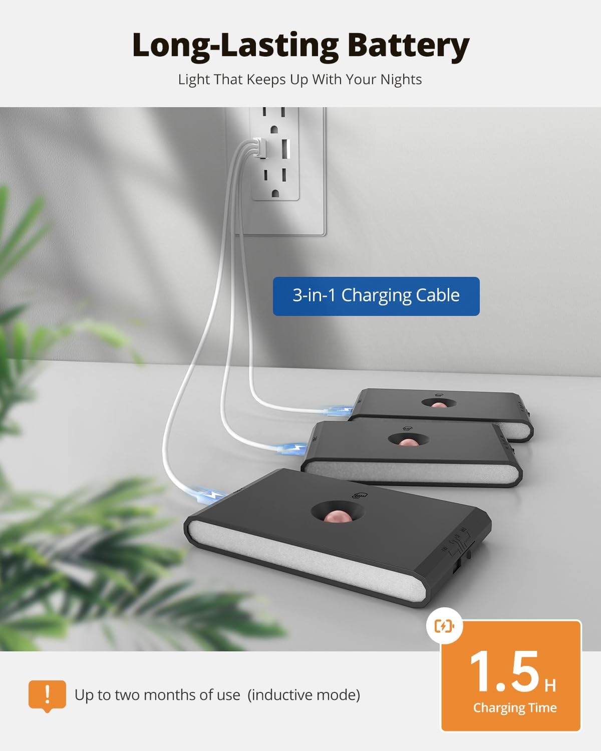 wowatt 6 Packs Rechargeable Motion Sensor Stair Light Black (Magnetic Mounting Design)(Sensor Modes Available)(Lighting Dimmable) Battery Night Lights for Stairway, Hallway, Bathroom