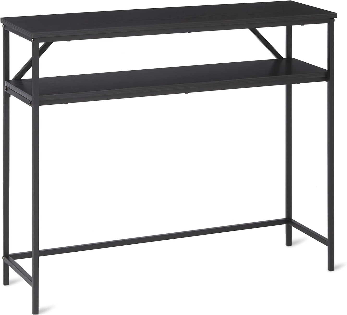Amazon Basics Rectangular Console Table with Storage Shelf, Steel Frame, 39x31x11.8 in, Black