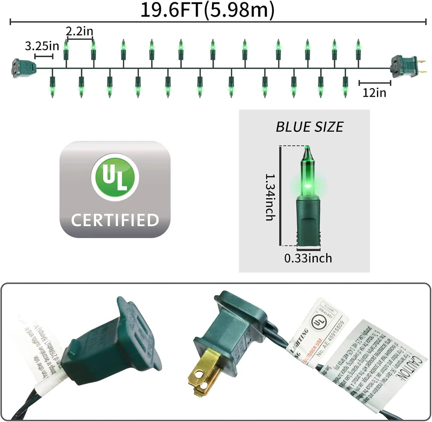 Green Wire,Green,Incandescent Bulb 100 Mini String Lights for Indoor Christmas Tree Garland Birthday Wedding Party Festival Decoration