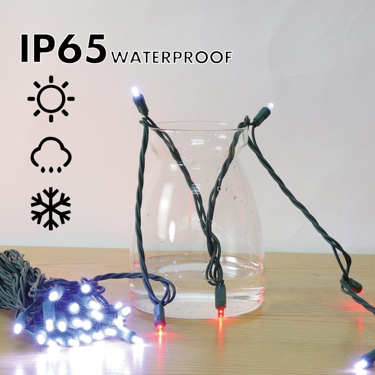 200LED (4pk of 50L) String Lights, LED Christmas Lights, 6" SPACING,Green Wire,Red and White