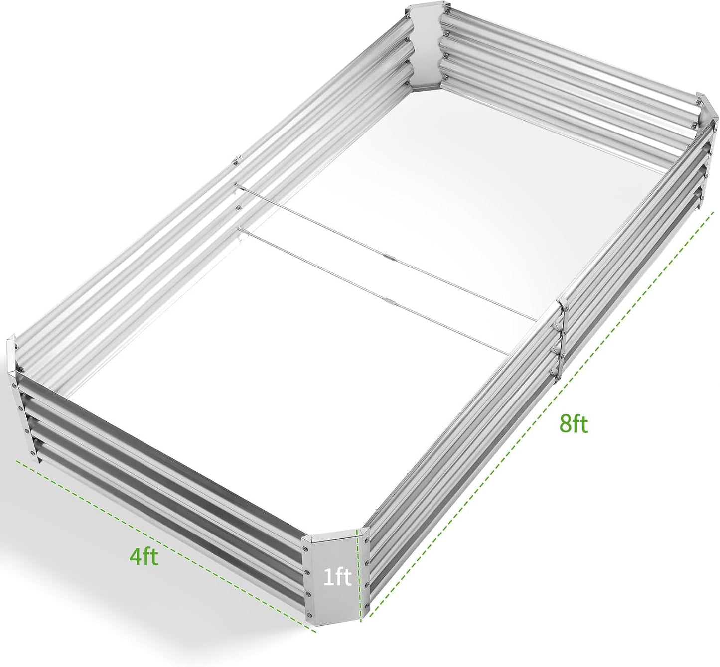 Land Guard 8×4×1ft Galvanized Metal Raised Garden Bed, Metal Planter Kit Box Outdoor for Deep-Rooted Vegetables, Flowers, Green and Herbs……