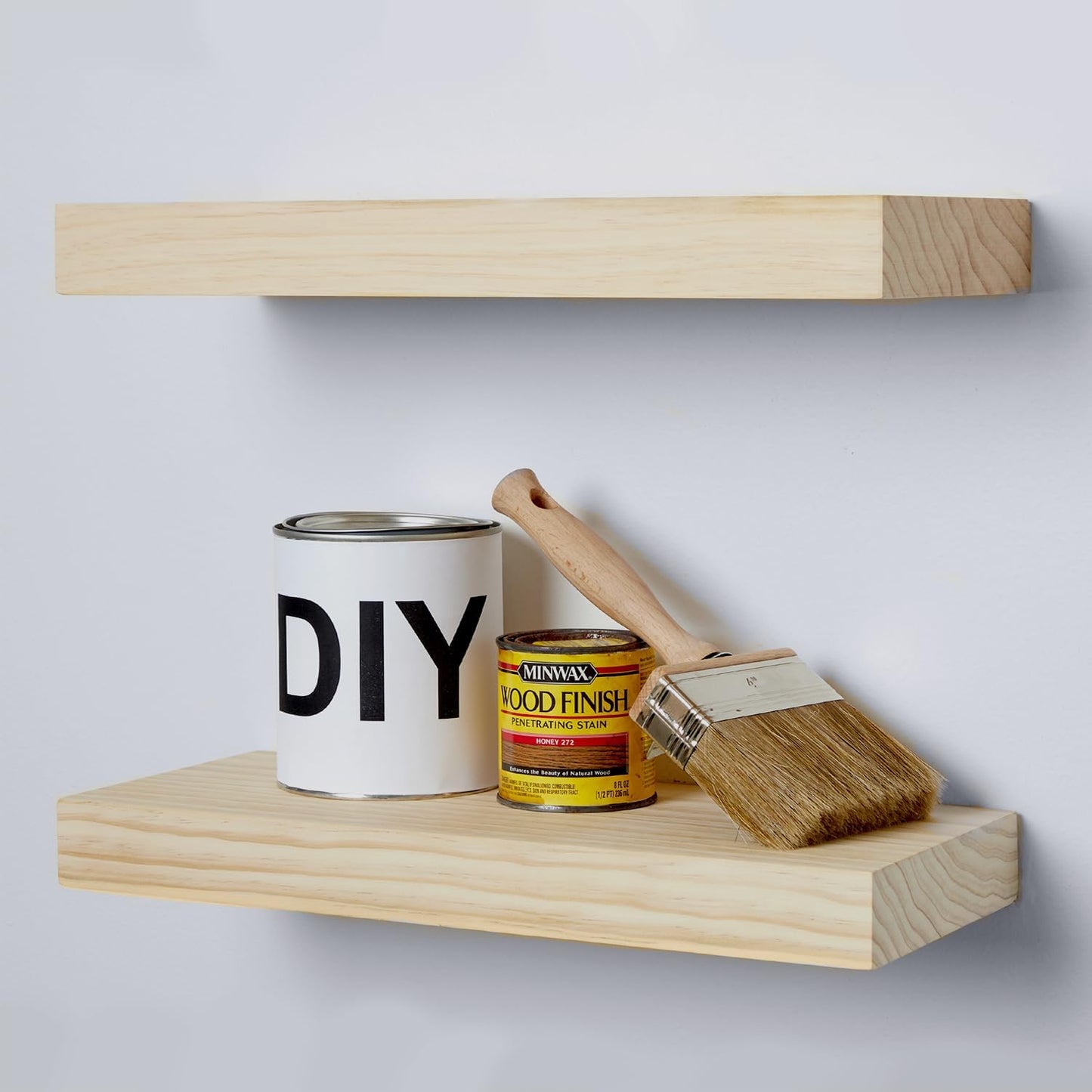 Homeforia 24 inch Natural Floating Shelf, High End Solid Real Wood 24inch Small Floating Shelves for Wall Mounted, Natural Wooden Floating Shelves, Heavy Duty Bracket, 24 X 6.5 X 1.75 in, Set of 3