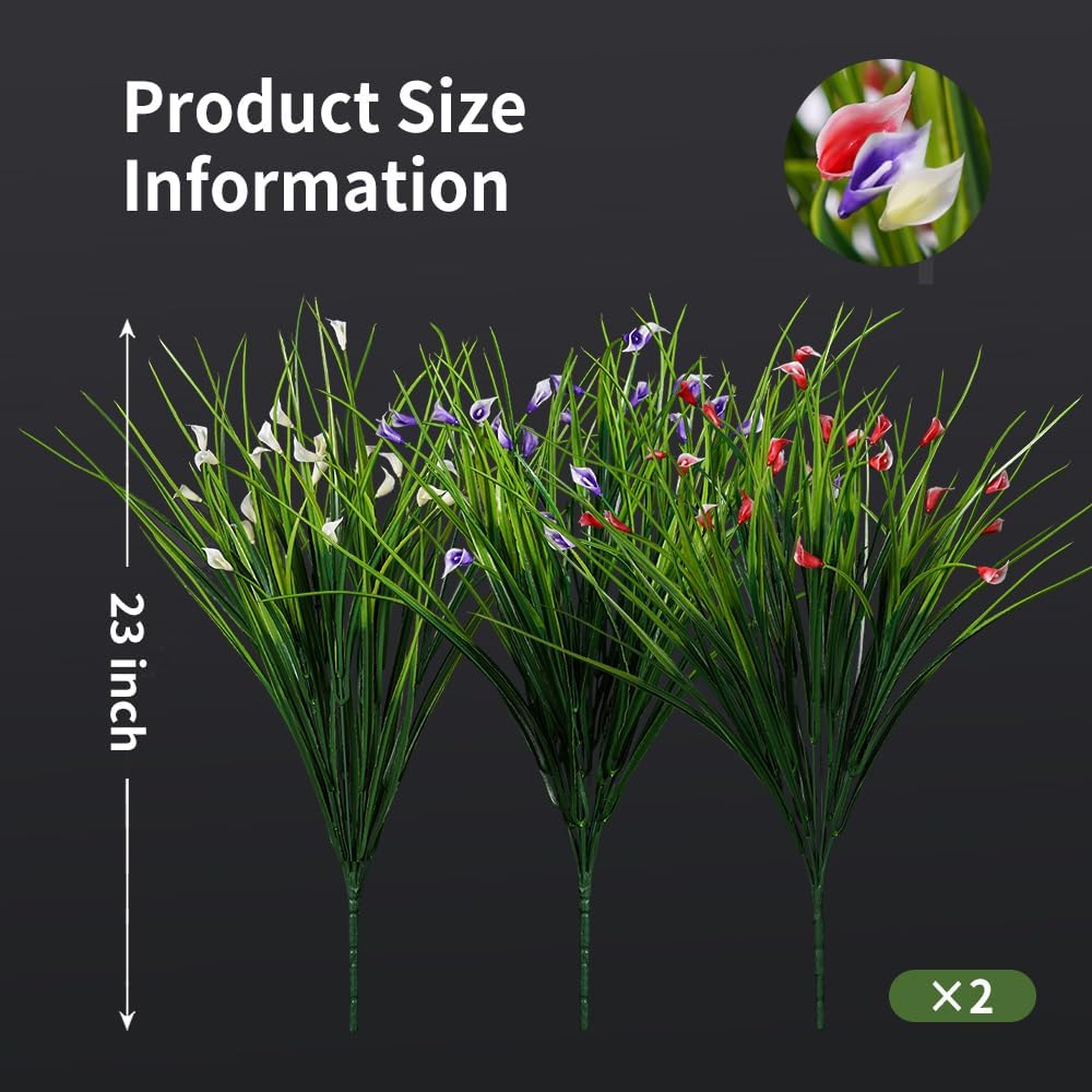 Melorca&Guilla Artificial Plants Outdoor 3PCS 23“ Fake Tall Grass,Faux Grass Plant,Artificial Grass Greenery Shrubs Bushes for Garden Porch Window Box Shop Office Home Décor