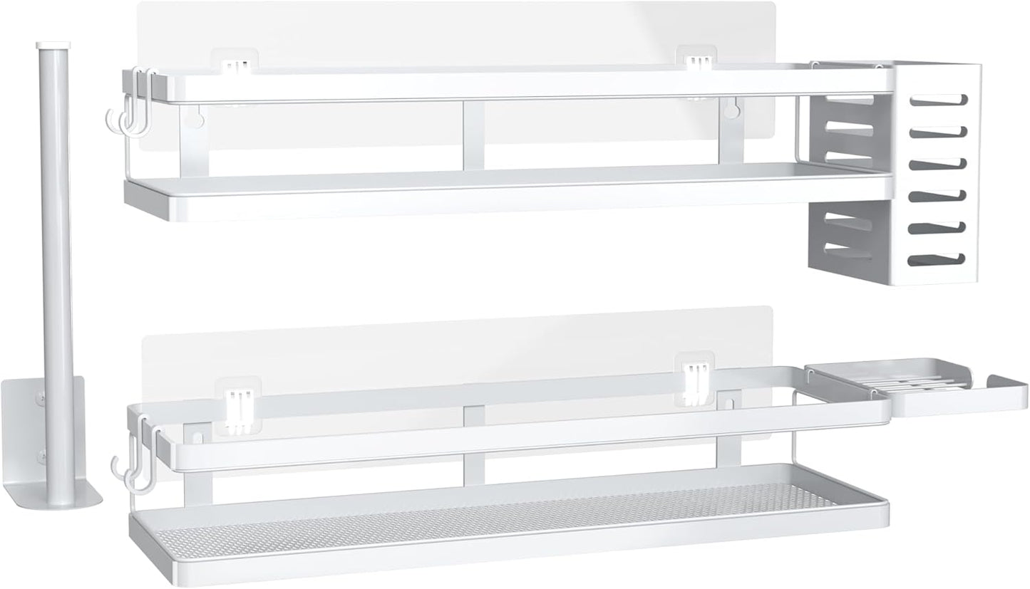 PUSDON Metal Wall Hanging Basket 2 Packs DIY Suitable for Multiple Scenes - Large White Guardrail Suit