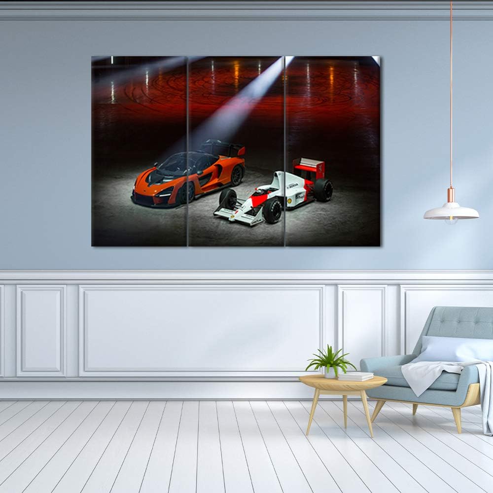 TUMOVO Wall Art Hd Printed Landscape Posters Modular Pictures 3 Pieces Flashy Red Cool Sports Car Canvas Wall Art Paintings Room Home Decor - 28 x 14inch x 3 panel
