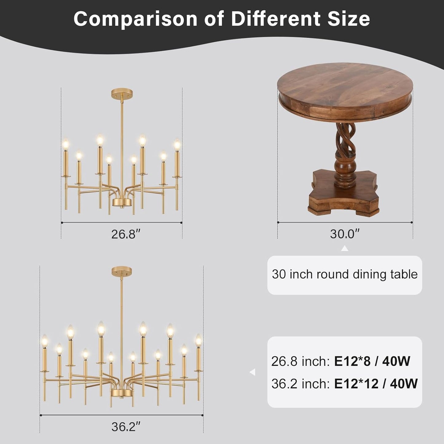 8 Light Gold Chandelier Light Fixture, Modern Farmhouse Chandeliers for Dining Room Light Fixture, Metal Candle Pendant Chandelier for Foyer Entryway Stairs Living Room Bedroom Kitchen