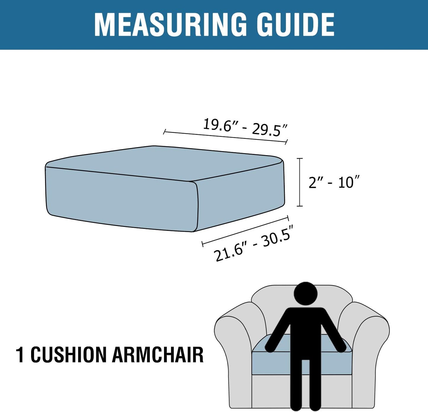 H.VERSAILTEX Velvet Stretch Couch Cushion Cover Plush Cushion Slipcover for Chair Cushion Furniture Protector Seat Cushion Sofa Cover (1 Piece Armchair Cushion Covers, Grey)