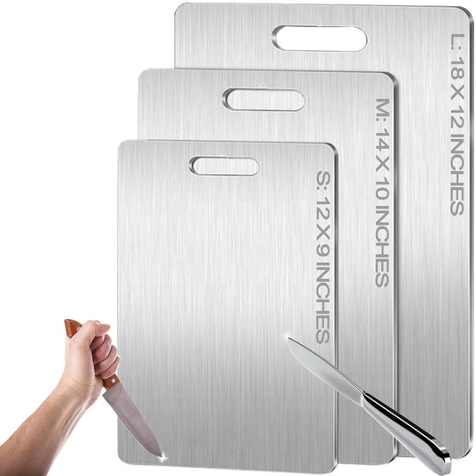 Titanium Cutting Board,100% Pure Titanium Cutting Boards for Kitchen, 2025 Double Sided Food-Grade Chopping Board for Cutting Meat Vegetable Fruit (14"L x 10"W)