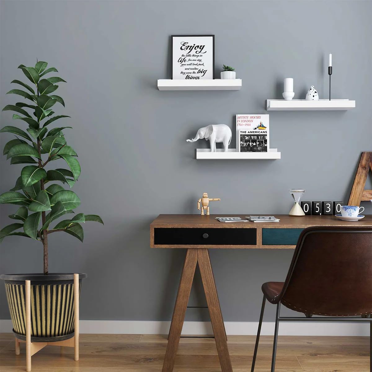 Large-Planter-Indoor-Outdoor Plant Pots, 14 inch 4 Pack Plastic Flower Pots with Saucer And Drainage Holes, Modern Garden Planters For Planting Medium Large Plants， Decorative Resin Garden Pots