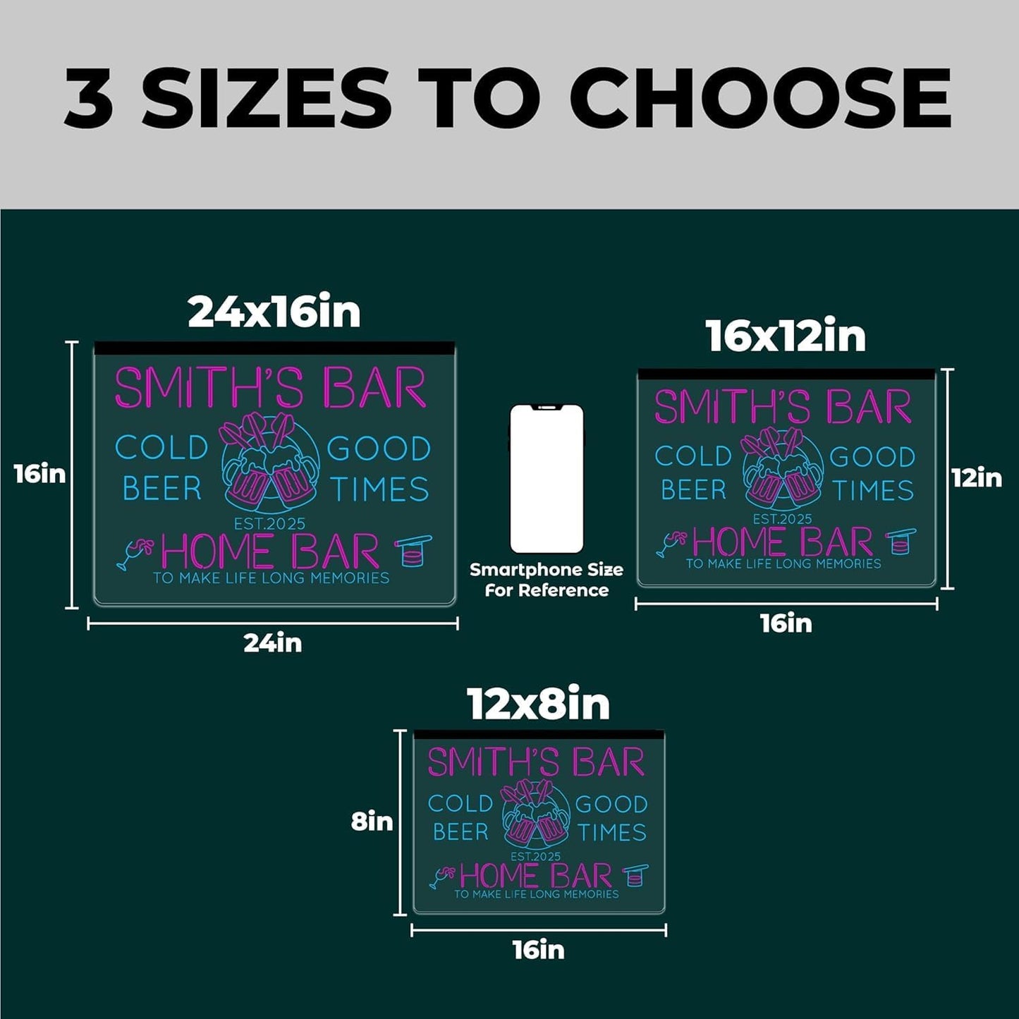 Personalized Basement Bar LED Neon Sign, Custom Name Happy Hour Acrylic Wall Light for Home Bar & Man Cave Decor