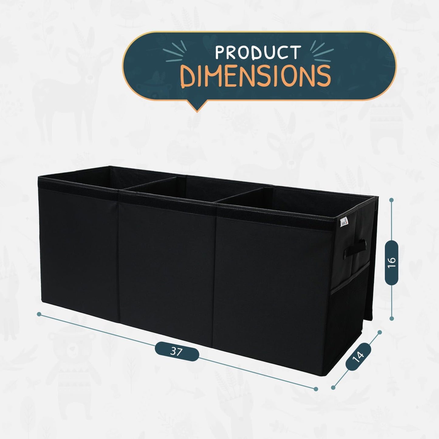 Extra Large Toy Storage Organizer with Lid - Sturdy, Collapsible Toy Chest Storage Box Design - Toys Bin with Dividers for Kids, Nursery, Bedroom, Playroom 37"x16"x14"