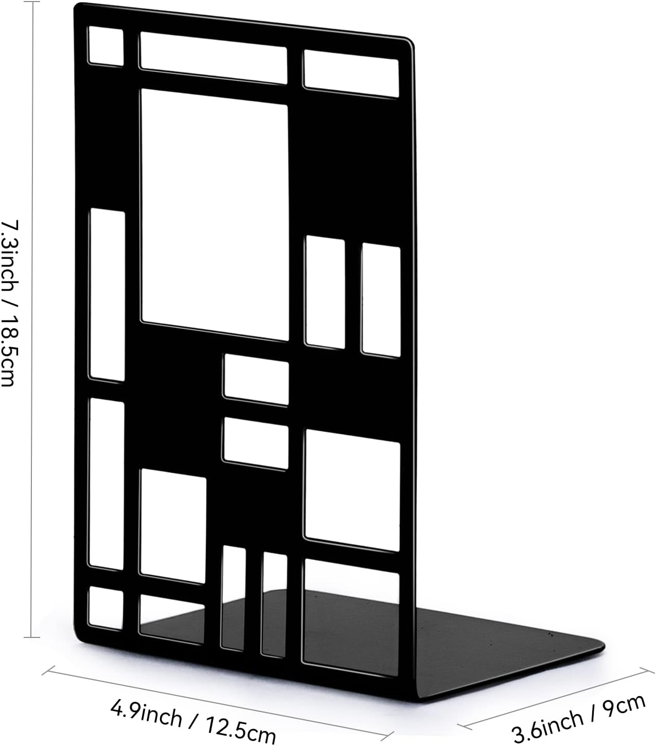 Book Ends, Bookends, Book Ends for Shelves, Bookends for Heavy Books, Book Divider Decorative Holder, Metal Heavy Duty Bookend Black 2 Pair, Abstract Art Desgin Book Stopper Supports for Office, Home