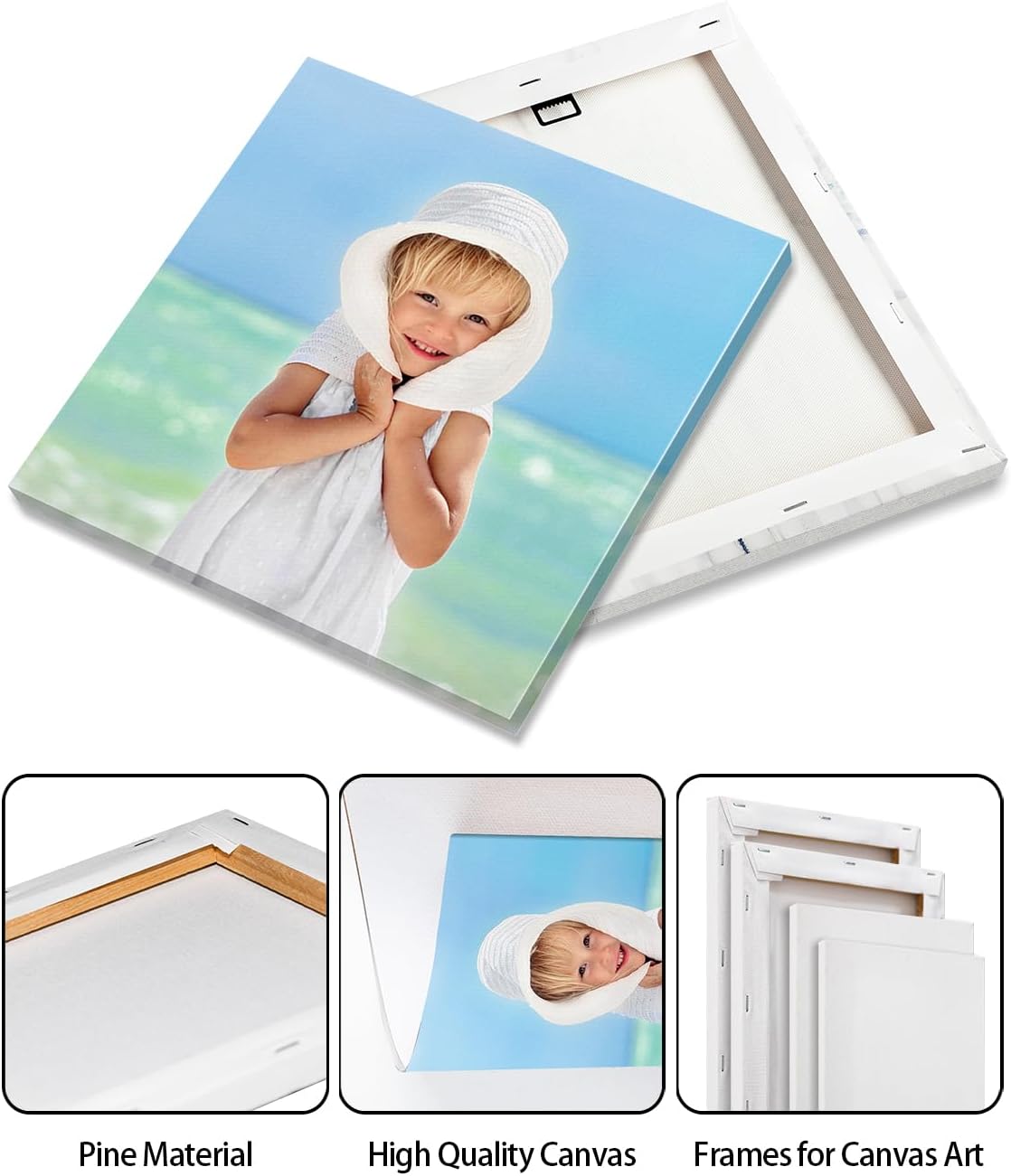 AbcCustomize Canvas Prints with Your Photos, Personalized Photo To Canvas Print for Bedroom, Living Room, Farmhouse Office Decor,Custom Canvas Wall Art for Gifts & Keepsakes, Ready to Hang