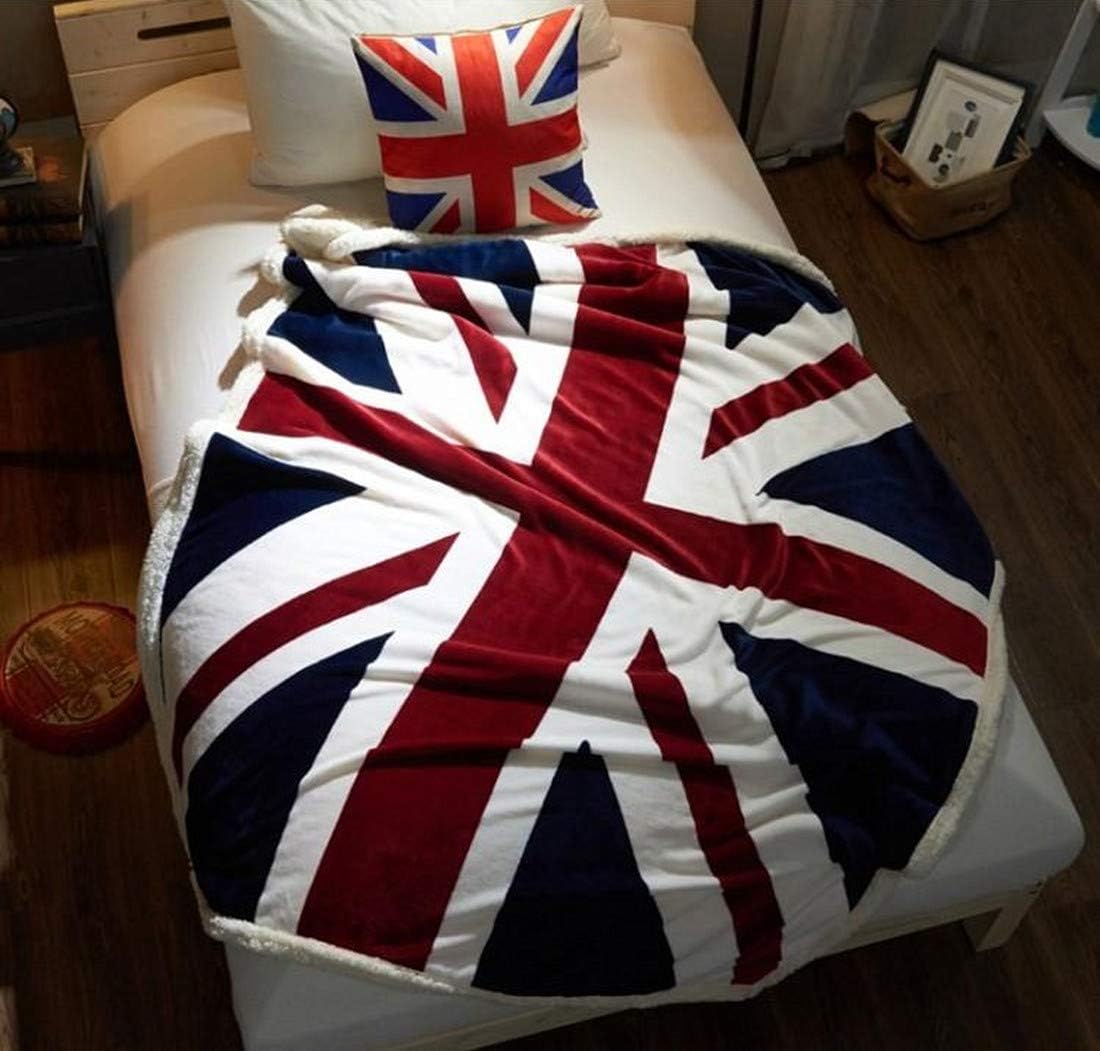 UKELER Flannel Sherpa Throw 60'' x 50'' Union Jack Fleece Blanket Soft Comfy Flannel Blanket Throws for Bed/Couch/Sofa/Office/Camping