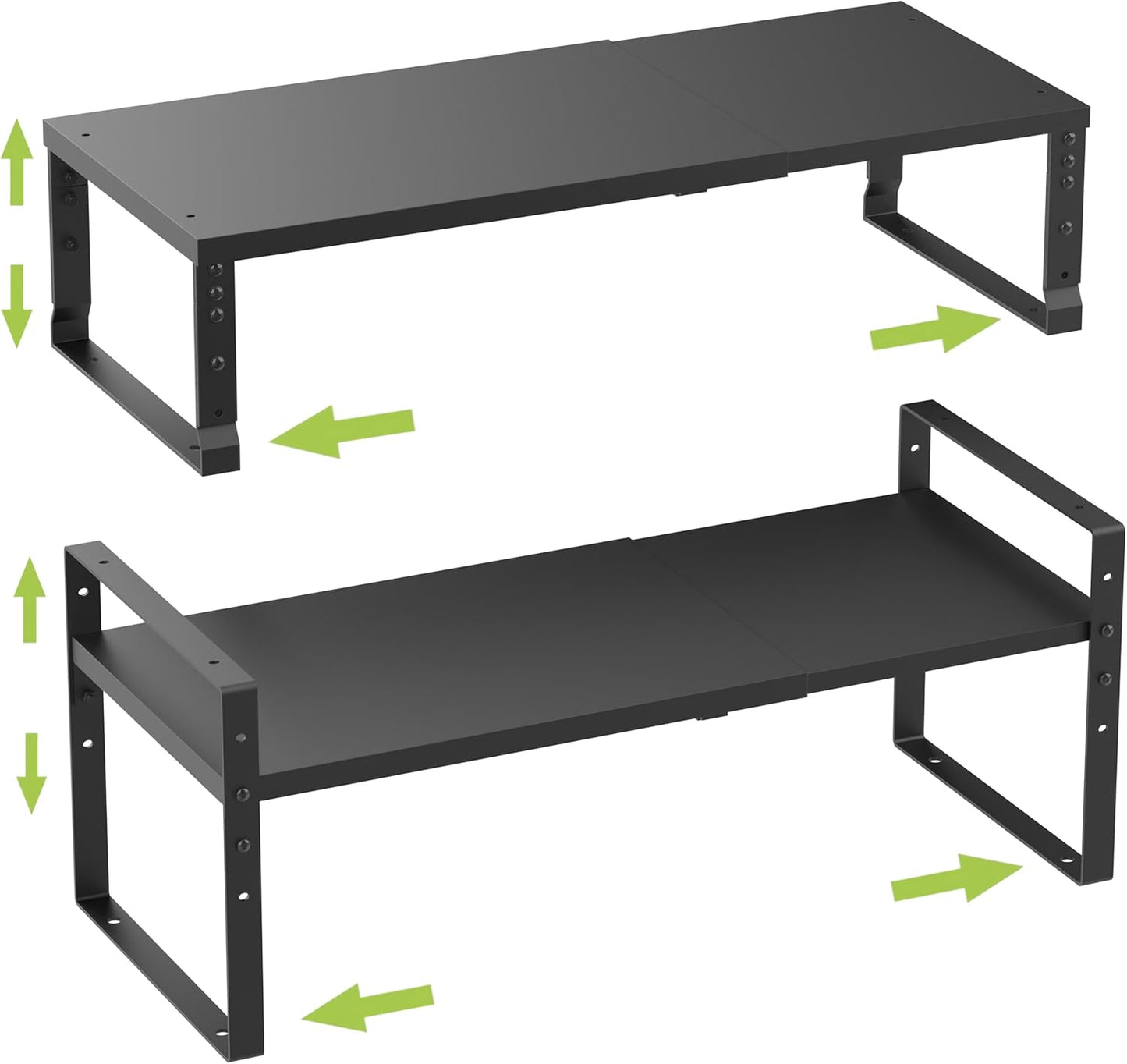 Expandable,Stackable Spice Rack,Seasoning Organizer and Storage,Spices Jar Racks for Cabinet,Countertop, Metal Pantry, Cupboard,Laundry Storages,Heavy Duty(2 Packs/Large/Black)