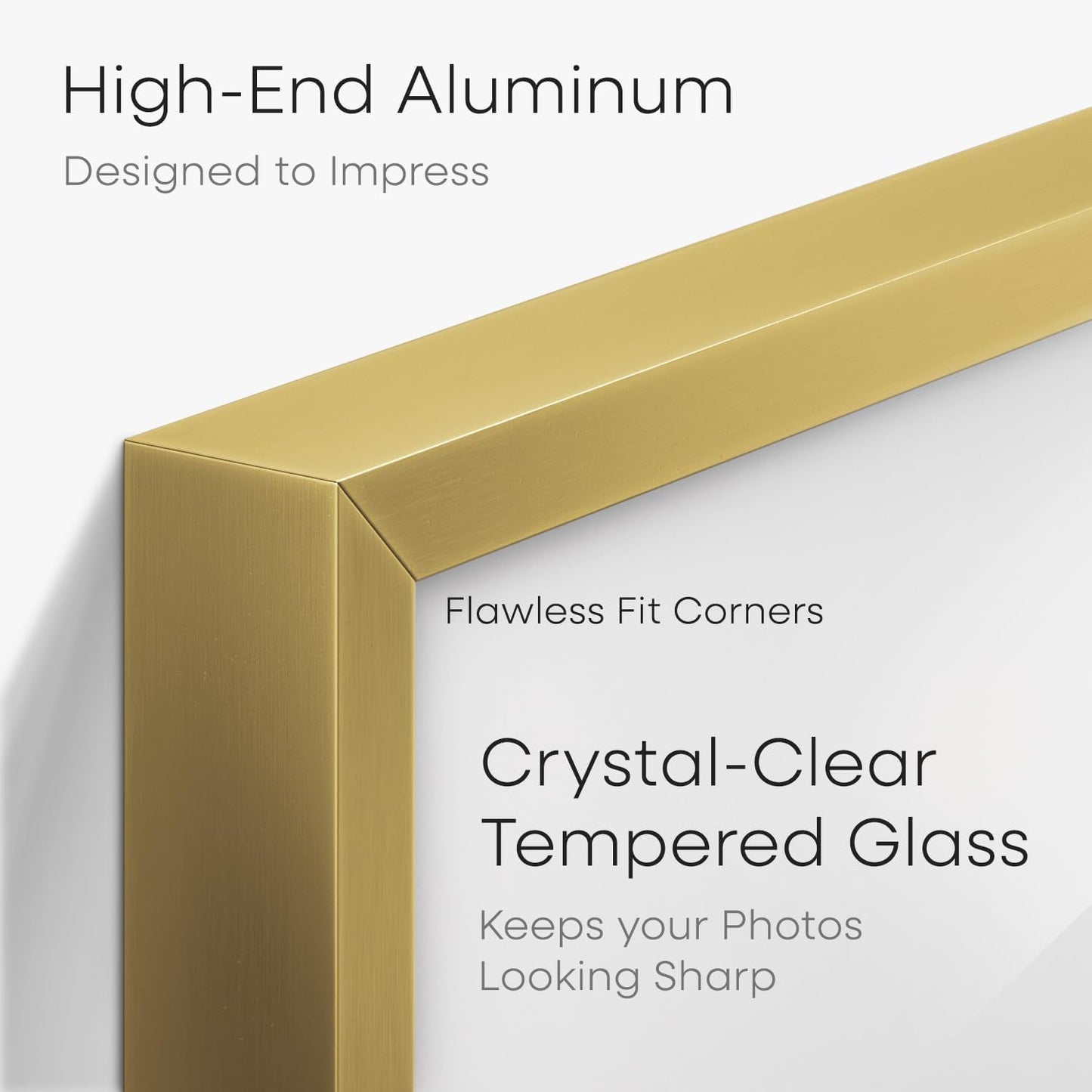 Homeforia 12x12 Picture Frame Gold, High End Metal 12 x 12 Square Poster Frame with Mat 10 x 10 Photo, 12x12 Frame Matted to 10x10 Print, 12by12 Gold Hanging Frames, Tempered Glass, Wall Kit, Set of 1