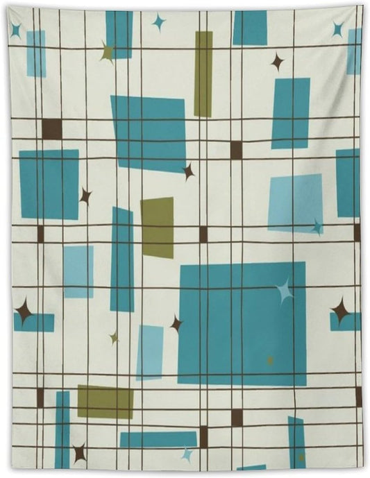 ICMOLYYENLO Boho Medieval Cat Tapestry, Abstract Atomic Starburst Geometric Aesthetic Art Wall Hanging For Bedroom Living Room Dormitory 50x60 Inches