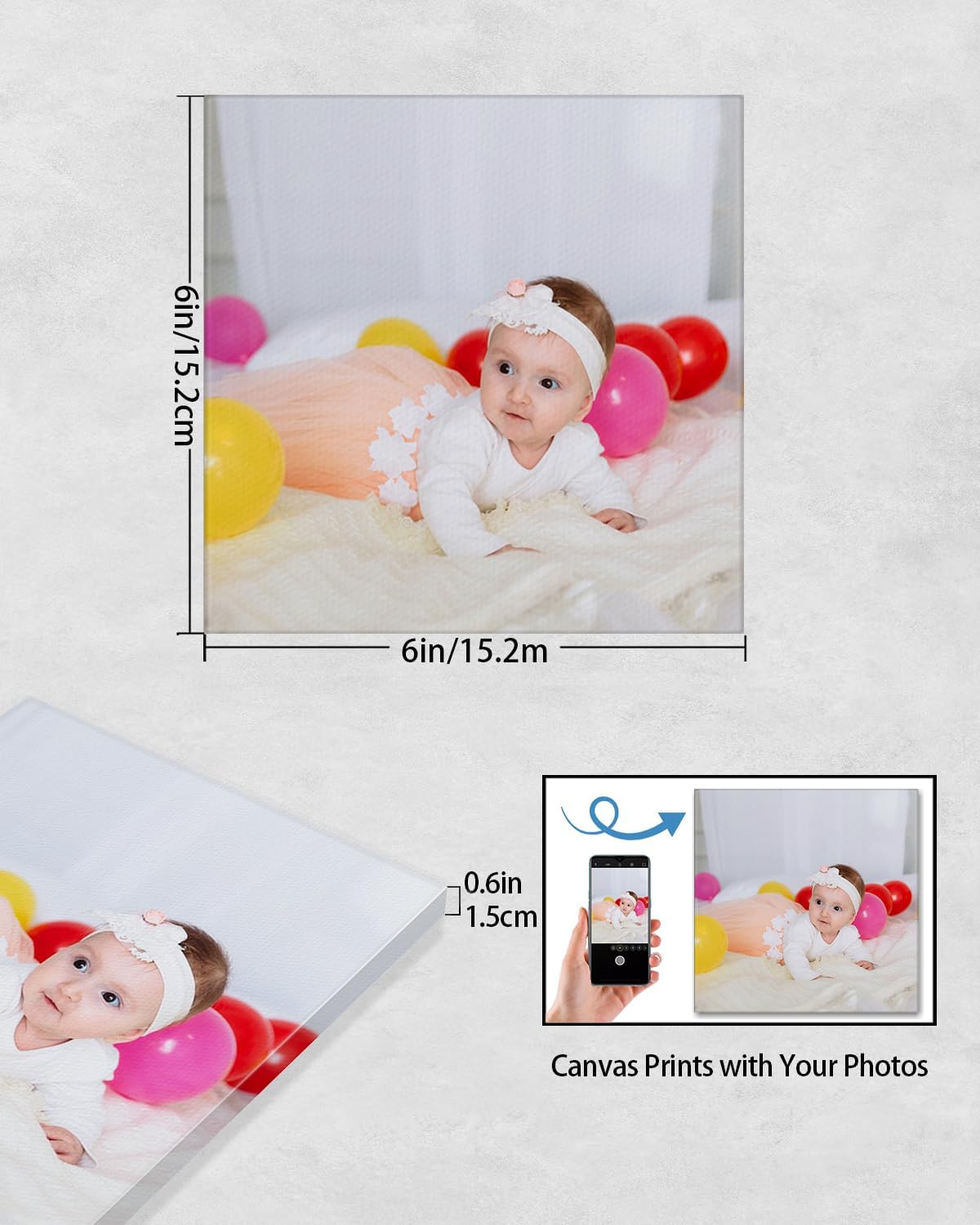 Personalized Custom Canvas Wall Art, Custom Canvas Prints with Your Photos for Living Room, Bedroom, Wedding Pet Baby Family Photo Framed Wall Art, Customized Photo Gift for Family，Friend，Lover，Pet