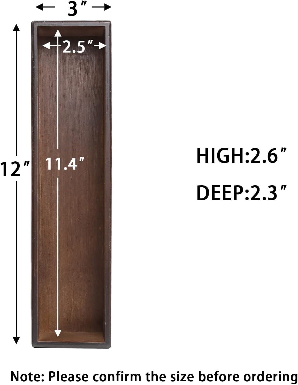 Bamboo Drawer Organizer - Kitchen Utensil Organizer Silverware Tray Cutlery Holder，Office Desk Supplies and Accessories,12 * 3 * 2.6inch,Nut-brown