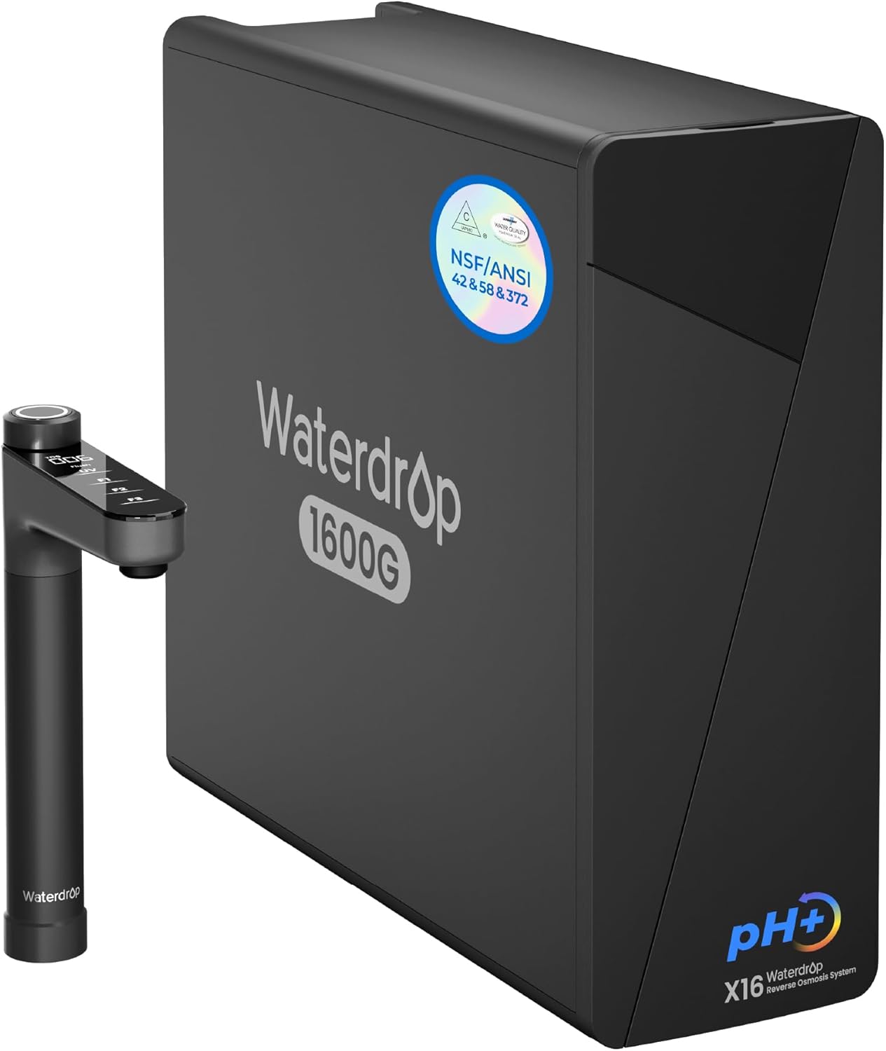 Waterdrop X16-Alkaline Tankless Reverse Osmosis System, NSF/ANSI 42&58&372 Certified, 1600 GPD RO Filter System, 11-Stage Filtration, UnderSink, 3:1 Pure to Drain, Alkaline Mineral pH+, BPA Free
