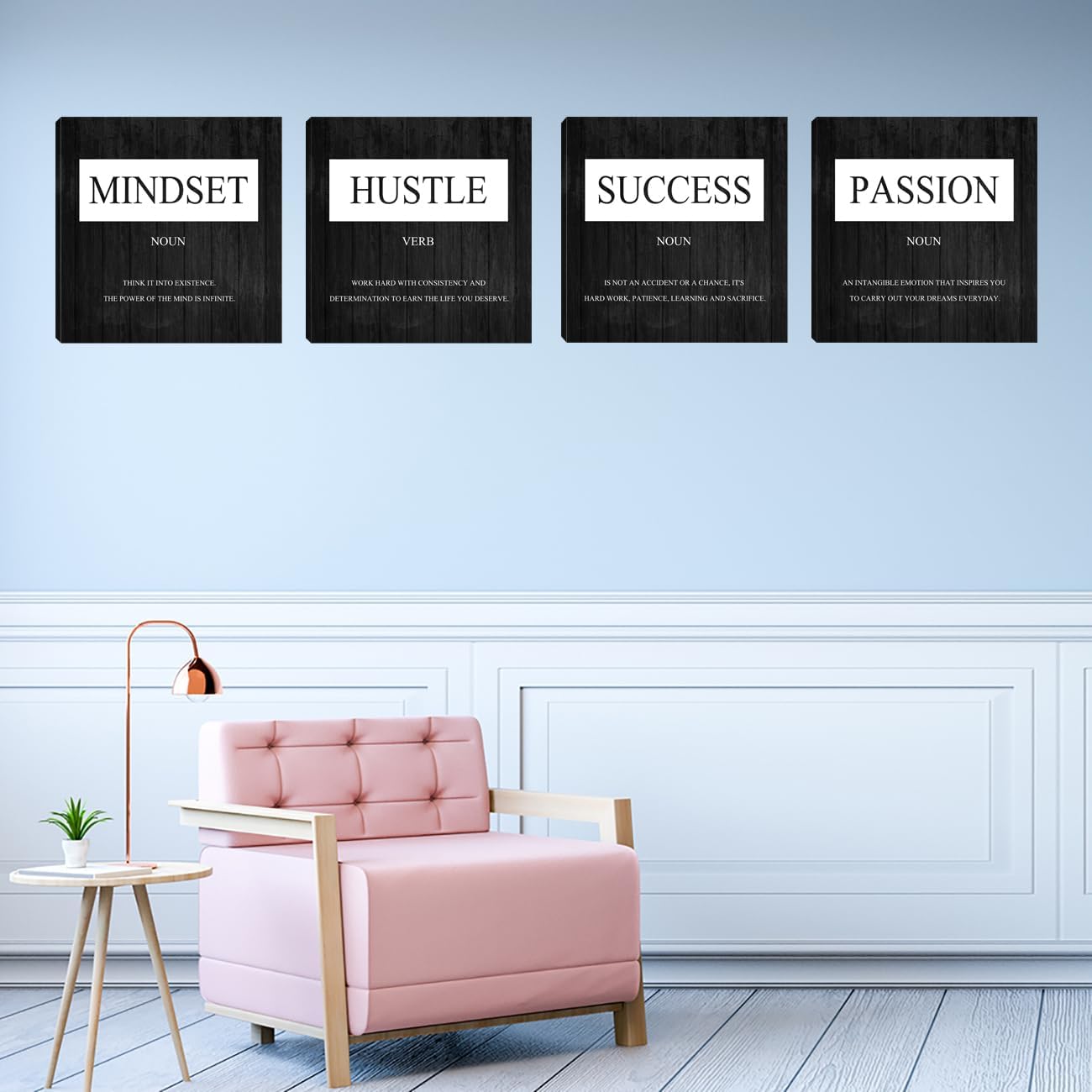Motivational Wall Decor, Inspirational Quotes Canvas Wall Art Mindset Print Pictures for Office Wall Decor, Poster Framed Artwork for Women Men Home Bedroom Living Room Decor Decoration 12”X12”X4