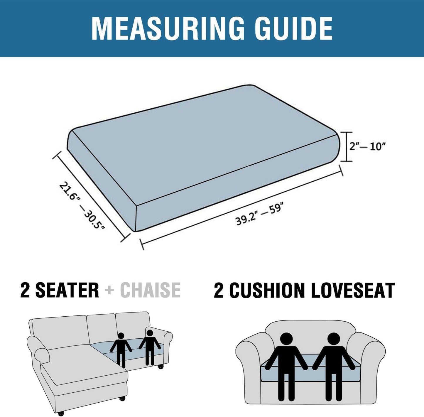 H.VERSAILTEX Super Stretch Individual Seat Cushion Covers Sofa Covers Couch Cushion Covers Slipcover Sets Thick Jacquard Textured Twill Fabric (1 Piece Loveseat Cushion Cover, Porcelain)