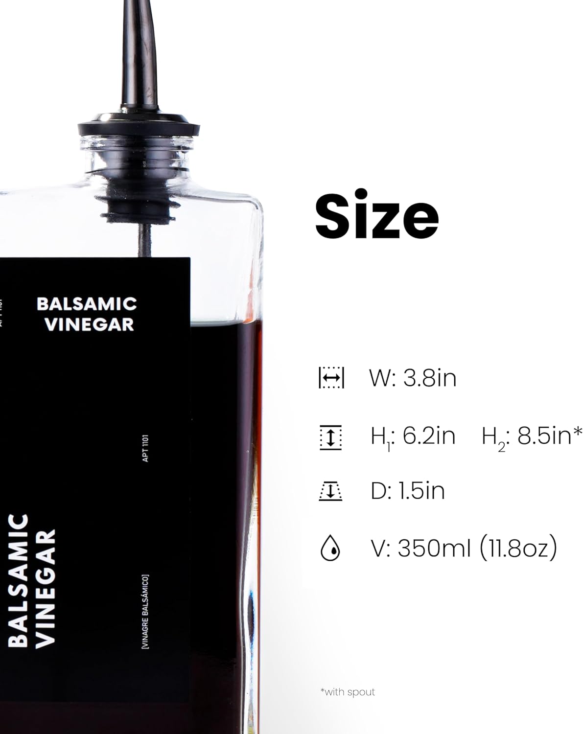 Olive Oil Dispenser for Kitchen, Cooking Oil Dispenser, Oil and Vinegar Dispenser Set, Olive Oil Bottle, Soy sauce dispenser, coffee syrup bottles - 4 pcs, Black