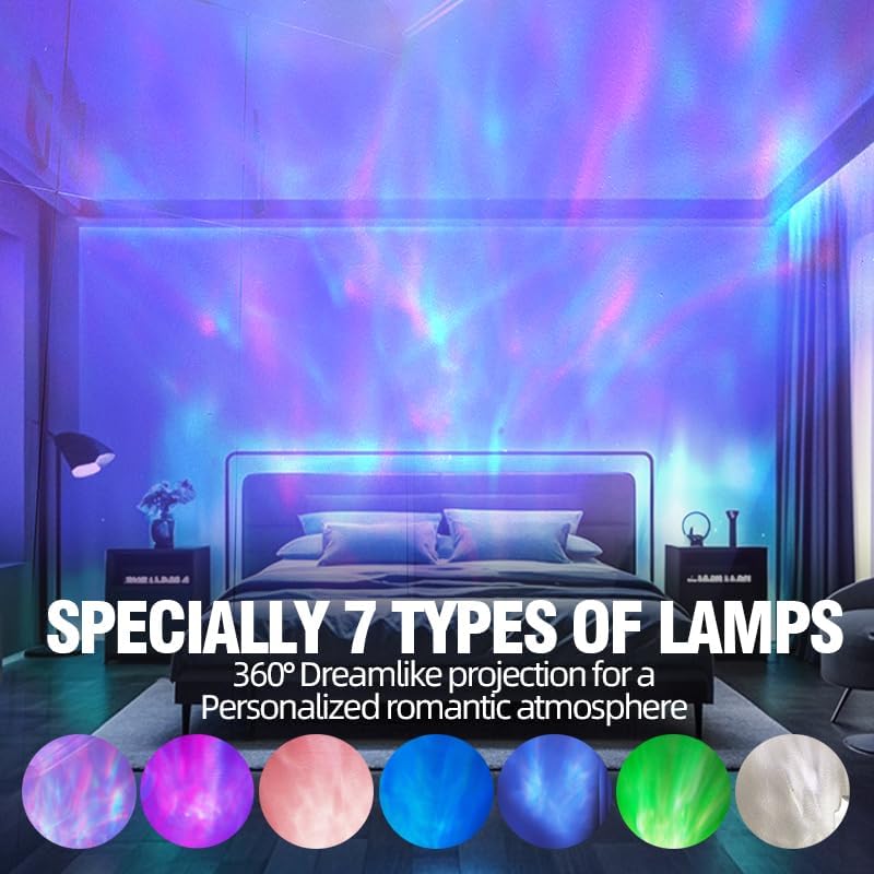 Northern Lights Projector, Night Light Projector for Bedroom Built-in Bluetooth Speaker, White Noise, Shell Night Light for Room Decor/Gift for Kids/Party/Music/Relaxation/Birthday (Blue)