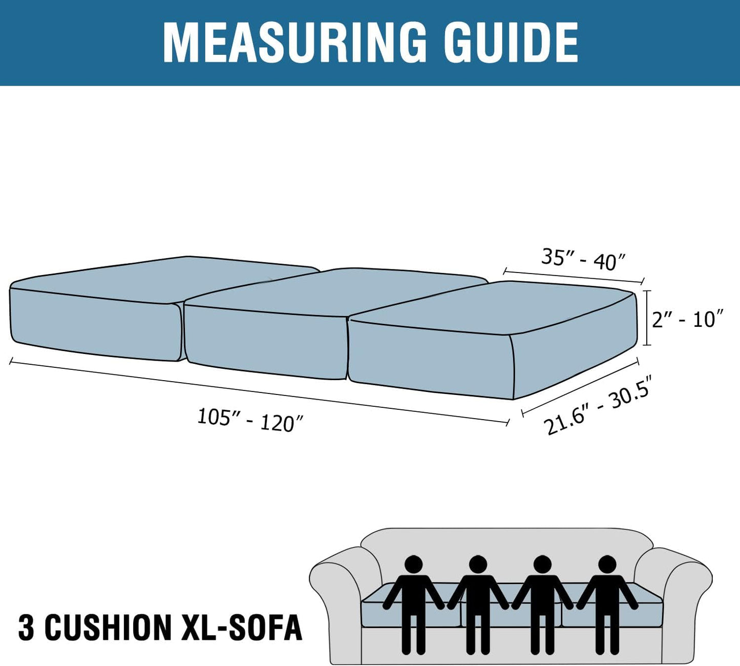 H.VERSAILTEX Velvet Stretch Couch Cushion Cover Plush Cushion Slipcover for Chair Loveseat Sofa Cushion Furniture Protector Seat Cushion Sofa Cover (3 Piece XL Sofa Cushion Covers, Navy)