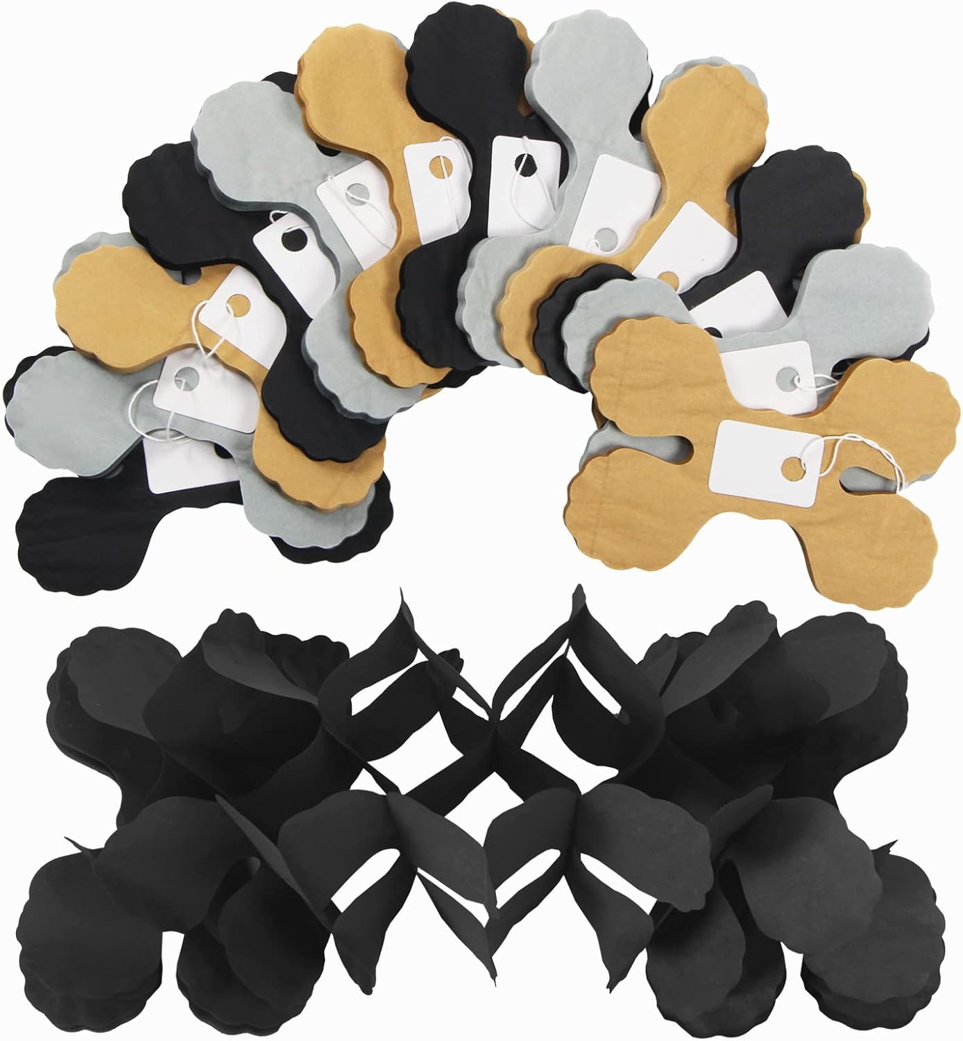 Black-Gold Silver Party-Decorations Streamers Garland - 157Ft Graduation Four-Leaf Clover Hanging Banner,Retirement Men Boys Birthday Wedding Baby Bridal Shower New Years Supplies Decor Hugtmr