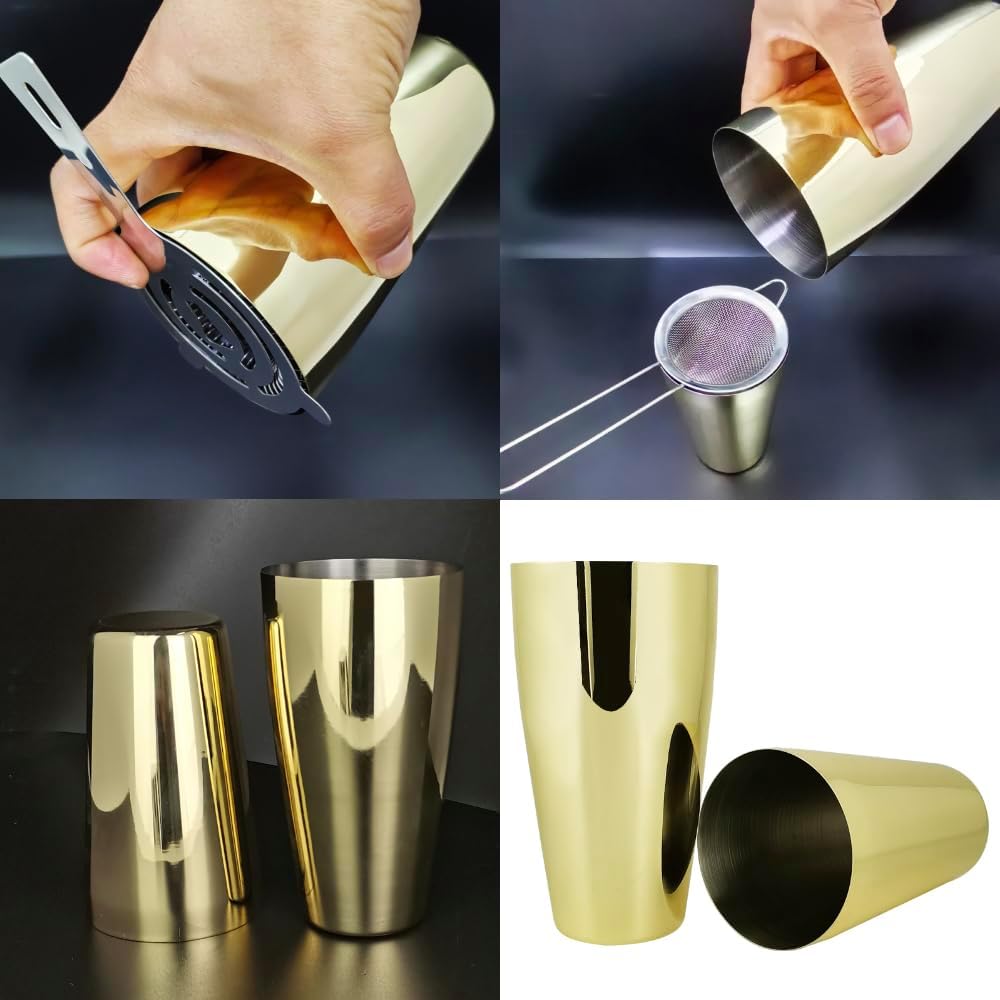 22-Piece Cocktail Shaker Set, 25/20oz Bartender Kit, Bartending Stainless Steel Bar Tools Sets for Drink Mixing, Boston Cocktail Shakers with Stand Recipes Booklet (Rose Copper-25-20oz)