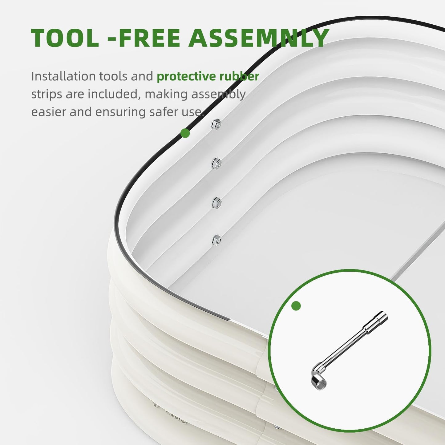 DaisyVibe Raised Garden Bed Kit, Planter Raised Garden Boxes Outdoor, Oval Large Metal Raised Garden Beds for Vegetables Flowers (White, 6.5ftx2ftx1ft)