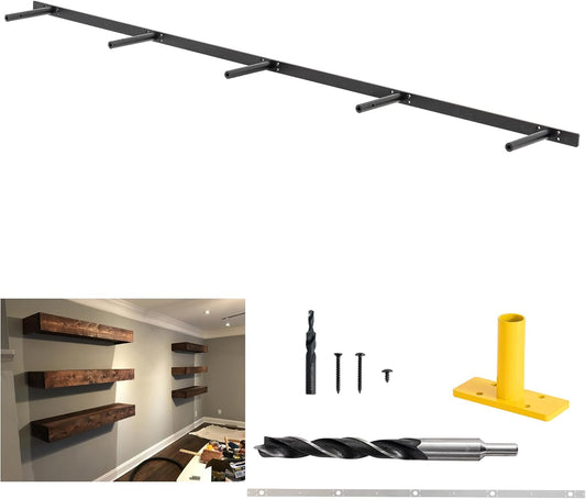 69 inches, Heavy-Duty Floating Shelf Bracket, Hidden Shelf Bracket for Fireplace Shelves, Installed on Studs, max Load of 210 pounds, Hidden Bracket for Shelves， 69 inches, (with Ease kit)