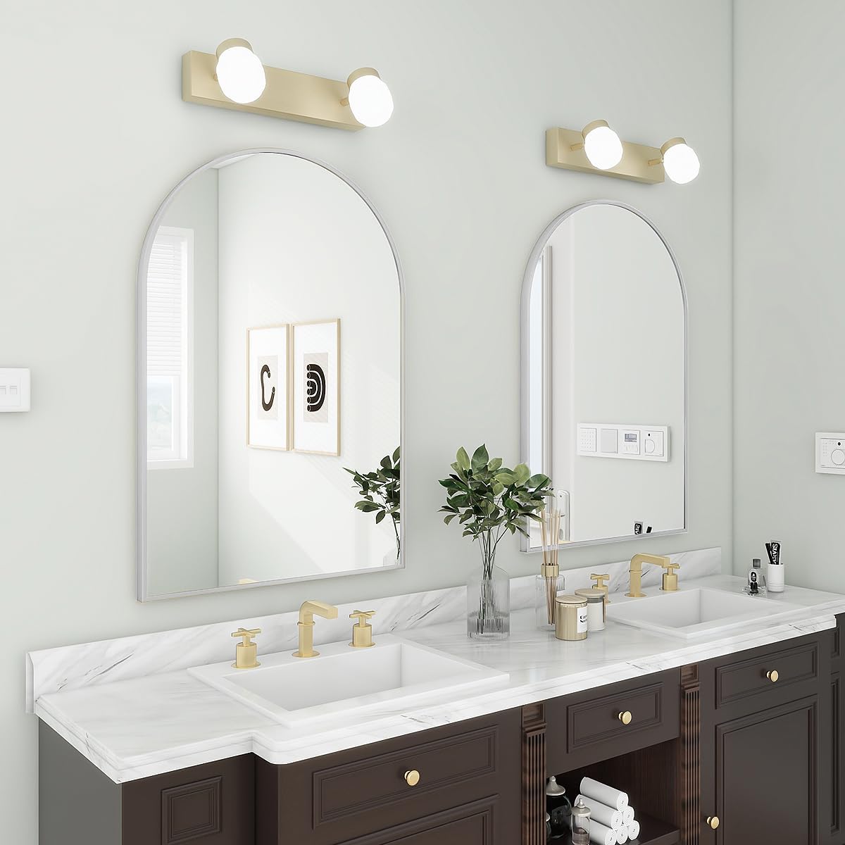 BEAUTYPEAK 32"x34" Arch Bathroom Mirror, Wall Mounted Vanity Metal Frame Mirror for Bedroom, Entryway, Living Room, Silver