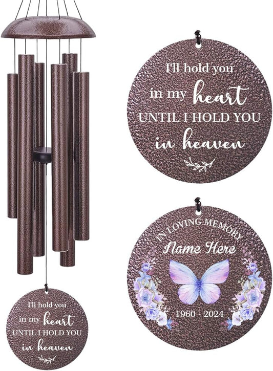 Sympathy Wind Chimes, Personalized Butterflies Wind Chimes for Loss of Loved Dad/Mom, Memorial Sympathy Gifts for Funeral, in Loving Memory of Husband/Wife