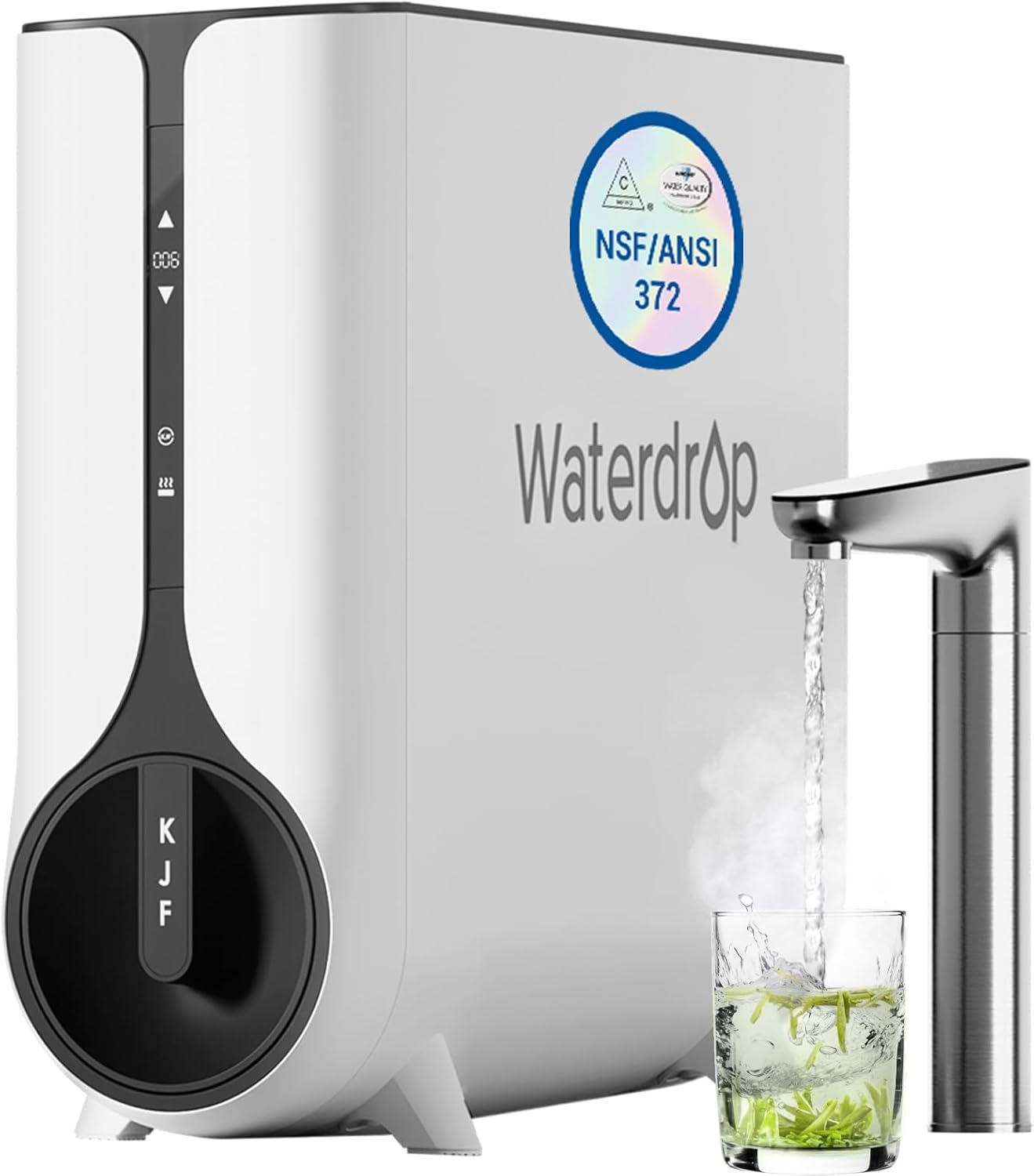 Waterdrop Reverse Osmosis System, Instant Hot Water Dispenser, 600 GPD, Reduce PFAS, Tankless, 2:1 Pure to Drain, Under Sink, TDS Reduction, Smart LED Faucet, Hot and Cold Water Dispenser Faucet