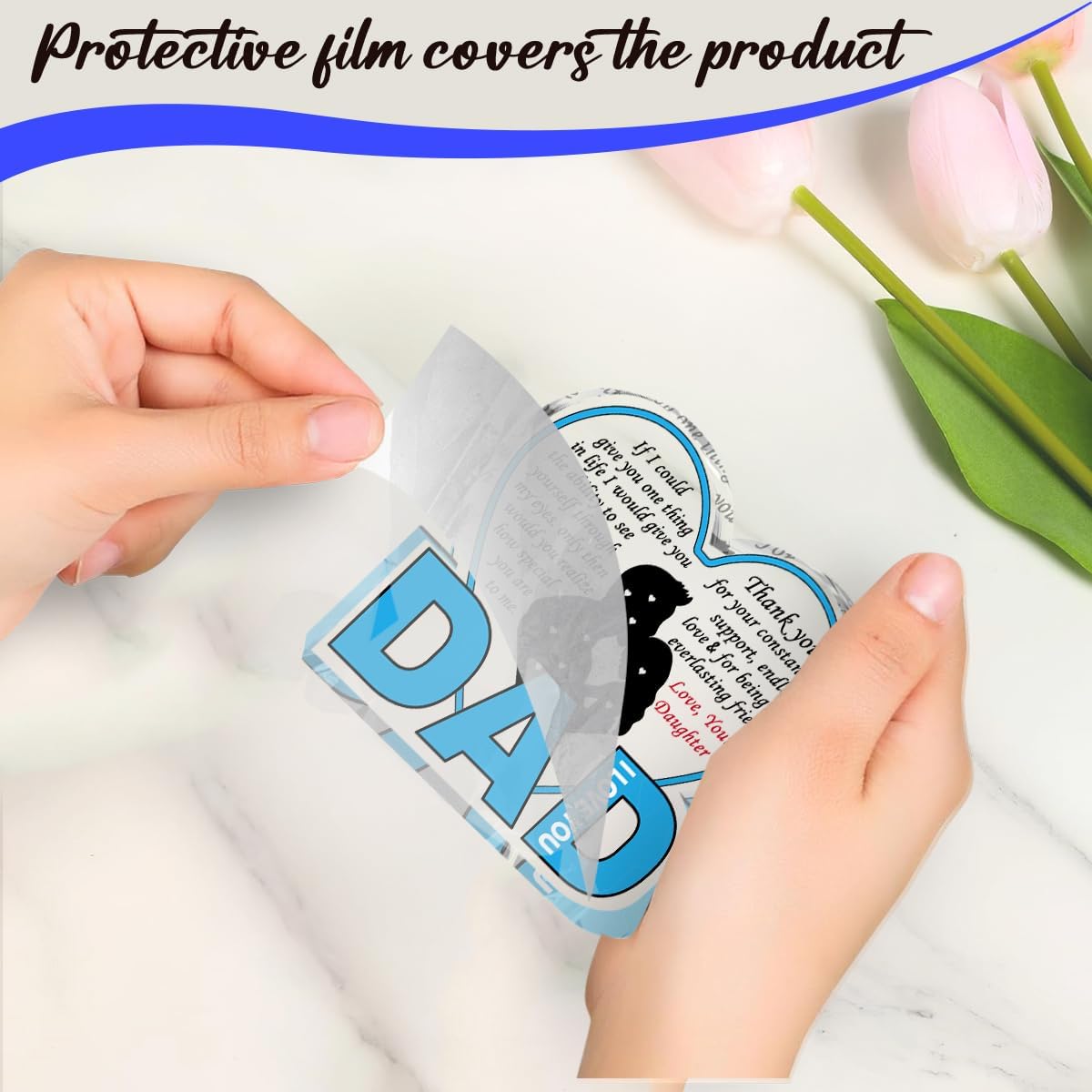 Best Dad Ever Gift from Daughter Son - Acrylic Heart-Shaped Plaque Father’s Day Birthday Gift - Unique Keepsake Desk Decor with Personalized Message