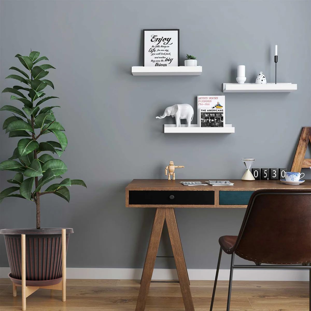 Large-Planter-Indoor-Outdoor Plant Pots, 16 inch 4 Pack Plastic Flower Pots with Saucer And Drainage Holes, Modern Garden Planters For Planting Medium Large Plants， Decorative Resin Garden Pots