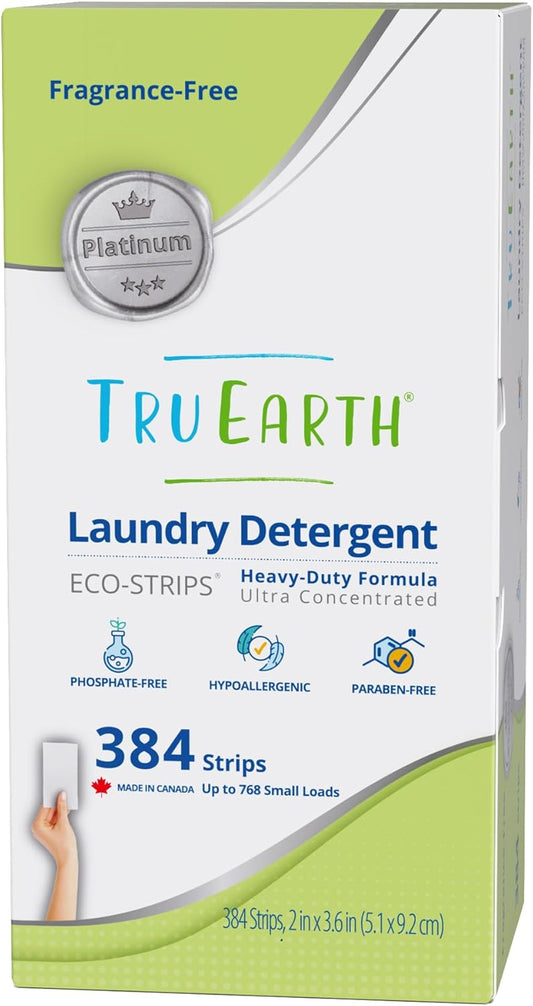 Tru Earth Platinum - Heavy Duty Laundry Detergent Sheets - Up to 768 Loads (384 Count), Fragrance Free - Ultra-Concentrated - Eco-Friendly Laundry Sheets