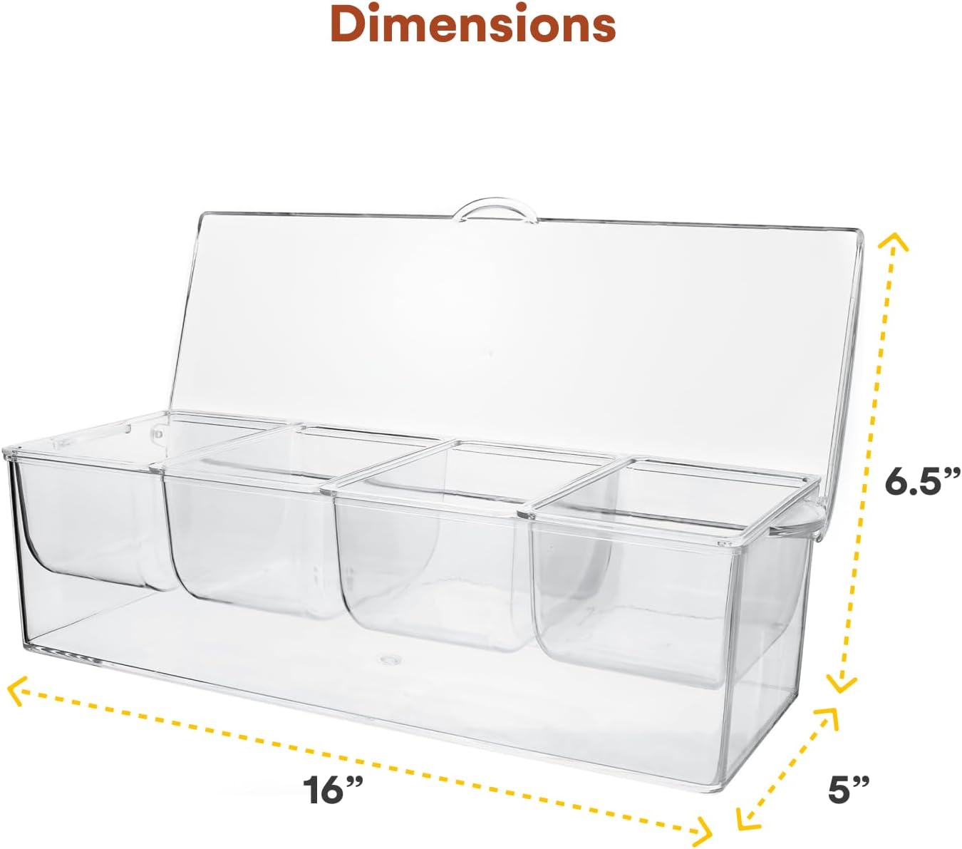 Estilo 4 Section Condiment on Ice, Clear (1-(Pack))