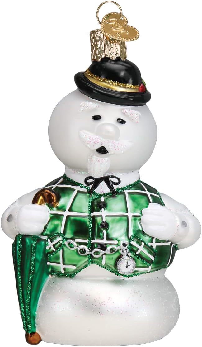 Old World Christmas Sam The Snowman Glass Blown Ornament for Christmas Tree