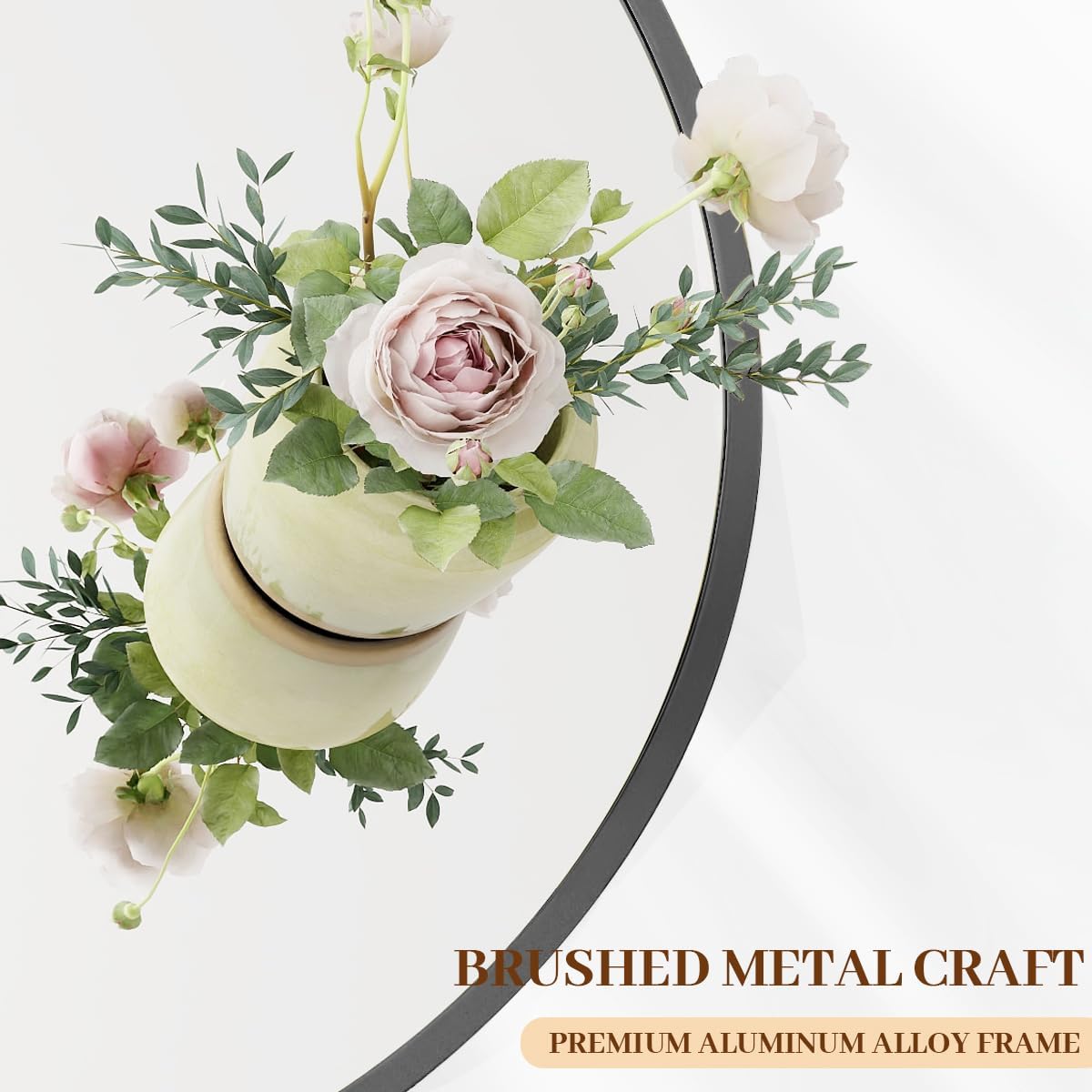 BEAUTYPEAK 18 Inch Round Mirror, Metal Frame Circle Mirror, Wall Mounted for Entryway, Bathroom, Vanity, Living Room, Black