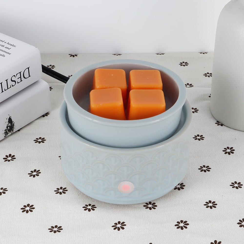kobodon Ceramic Wax Melt Warmer - 3-in-1Electric Wax Warmer-Fragrance Candle Burner for Scented Wax Tarts and Essential Oils - Wax Melts as Gifts for Moms Grandma Women Girls（Blue）