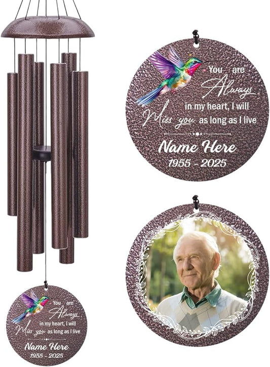 Personalized Wind Chime Memorial, Metal Wind Chime Deep Tone, Wind Chimes for Loss of Loved Father/Mother/Lover, Commemorative Sympathy Bereavement Gifts