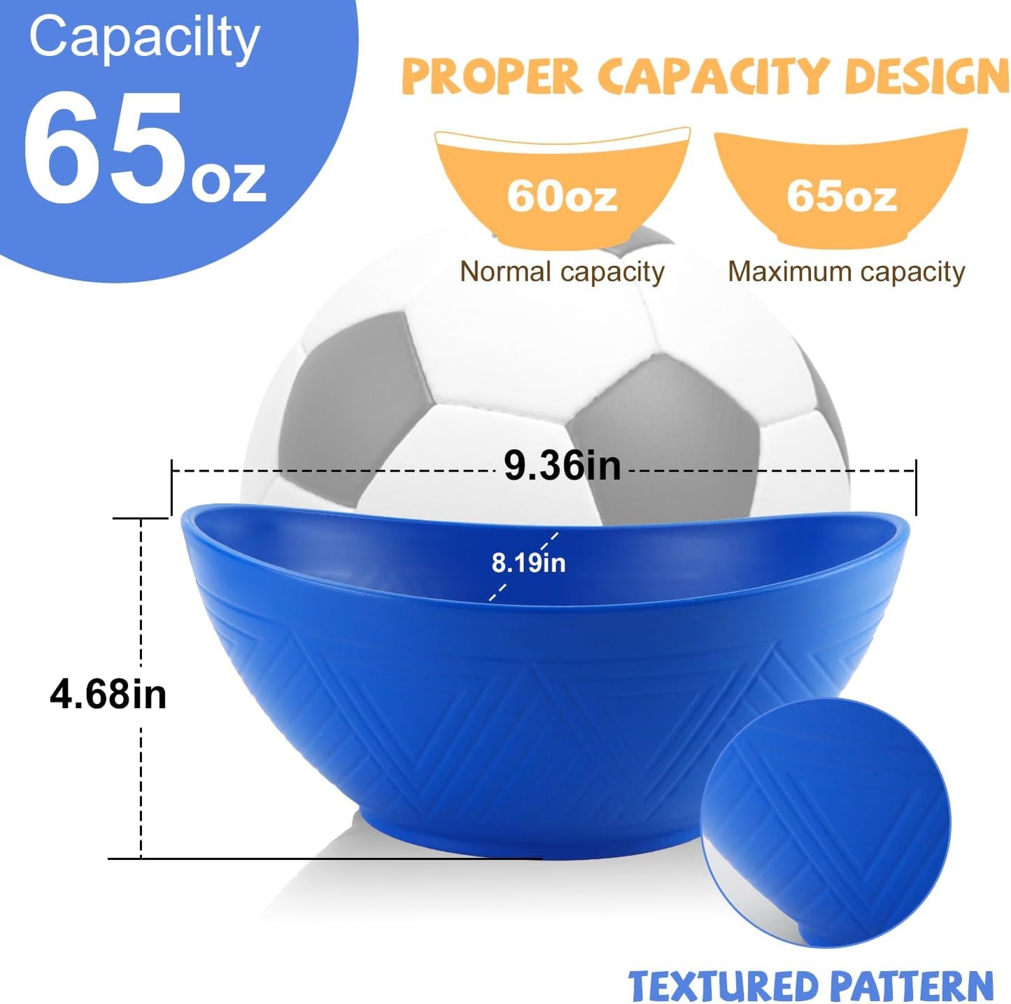 Large Wheat Straw Bowls,Big Salad Bowls set of 2,Unbreakable Serving Bowls Microwave & Dishwasher Safe, Alternative for Plastic Bowl Sets for Kitchen.Blue