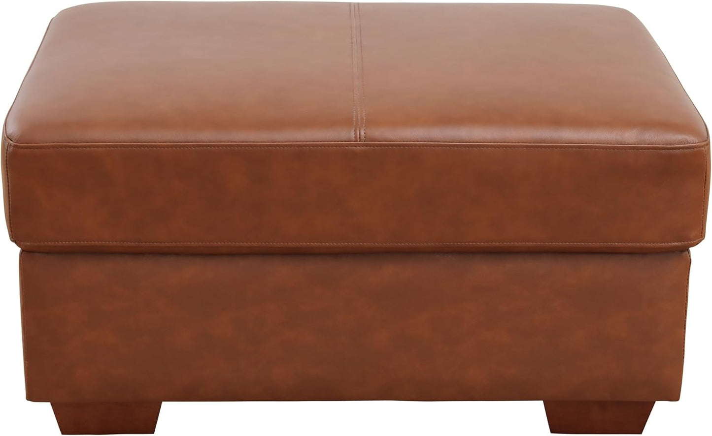 Ottoman Rectangular Storage Ottoman Bench, Genuine Cow Leather Footrest, Coffee Table, Stool Footstool with Hinged Lid for Living Room, Bedroom, Entryway, Brown, 36.5"x28"x18.5"