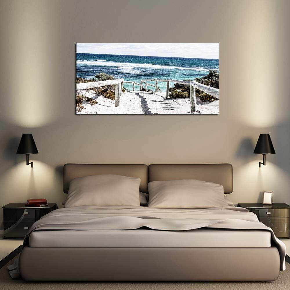 DZL Art S74250 Rottnest Island Beach Seascape Painting Sea Nature Pictures Wall Art Canvas Prints Painting Ready to Hang for Living Room Bedroom Decor Office Wall Decor Home Decoration