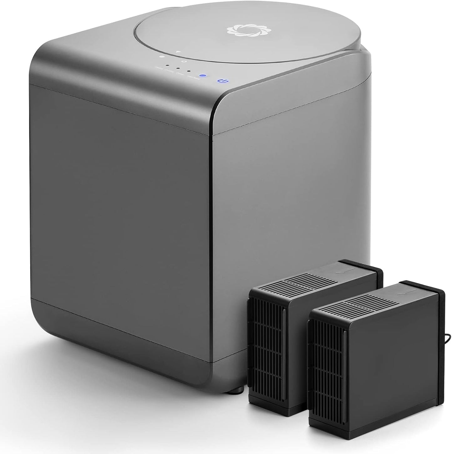 Airthereal Revive Electric Kitchen Composter, SHARKSDEN Tri-Blade, Turn Food Waste and Scraps into Dry Compost Fertilizer for Plants, R500 Gray