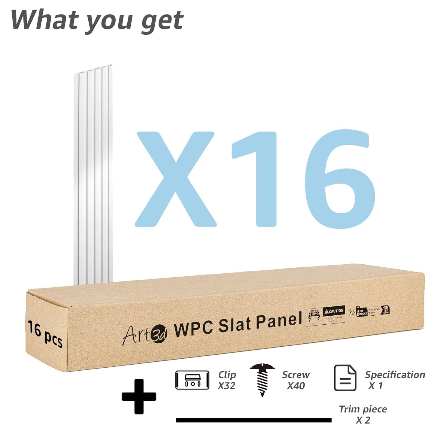 Art3d WPC Wainscoting Panels, 16-Pack 48 x 6 Inch 3D Wall Accents for Interior Wall Decor, Living Room, Bedroom, White