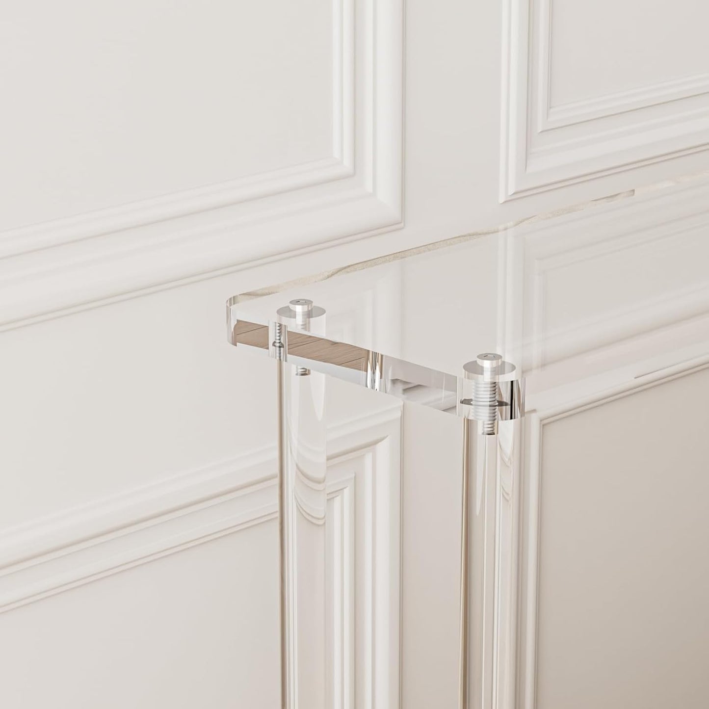 Acrylic Console Table, 2 Tier Acrylic Narrow Console Tables for Entryway,CHICUN, Square Legs, Skinny Console Table for Foyer, Sofa, Living Room,Clear